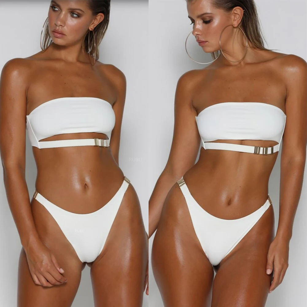 New Metal buckle Bikini 2019 Women Bandeau Swimsuit Female Swimwear Two-pieces Bikini set Bather Sexy Push Up White Bathing Suit
New Metal buckle Bikini 2019 Women Bandeau Swimsuit Female Swimwear Two-pieces Bikini set Bather Sexy Push Up White Bathing Suit