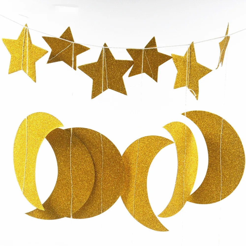 Stars Moon Paper Garland Birthday Wedding Hanging Decor Golden DIY Creative Handcrafted Party Decoration Supplier
Stars Moon Paper Garland Birthday Wedding Hanging Decor Golden DIY Creative Handcrafted Party Decoration Supplier