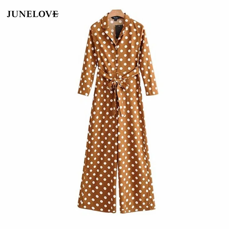 JuneLove vintage dots pattern jumpsuits bow tie sashes pockets long sleeve rompers playsuits female casual pants
JuneLove vintage dots pattern jumpsuits bow tie sashes pockets long sleeve rompers playsuits female casual pants