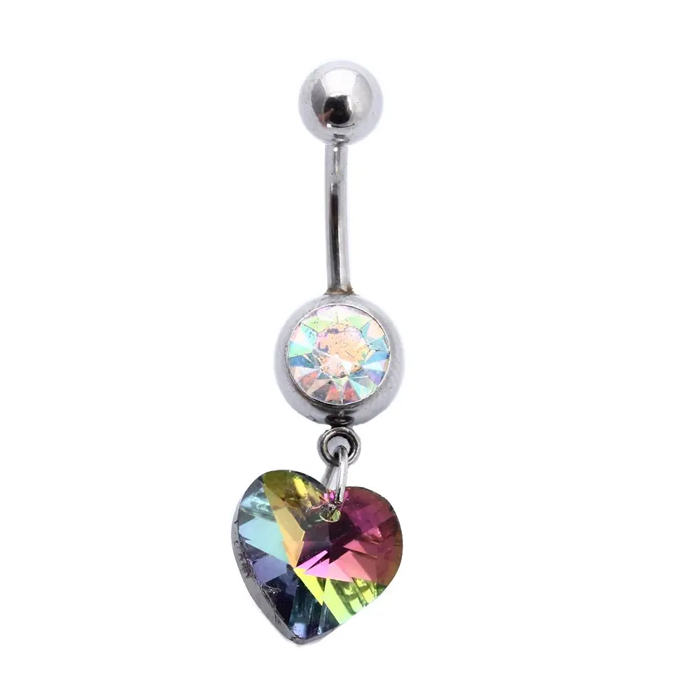 TKOH 316L Medical Steel Colorful Rhinestone Heart Pendant Navel Belly Button Ring Bar
TKOH 316L Medical Steel Colorful Rhinestone Heart Pendant Navel Belly Button Ring Bar