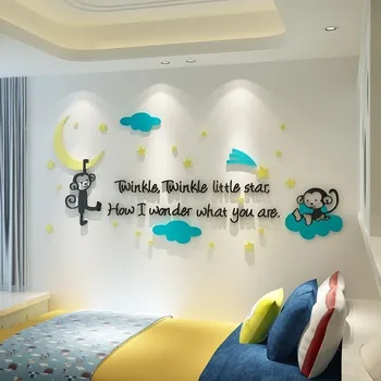 Playful monkey creative 3D acrylic wall stickers living room television background wall decoration Cartoon wall decor sticker
Playful monkey creative 3D acrylic wall stickers living room television background wall decoration Cartoon wall decor sticker