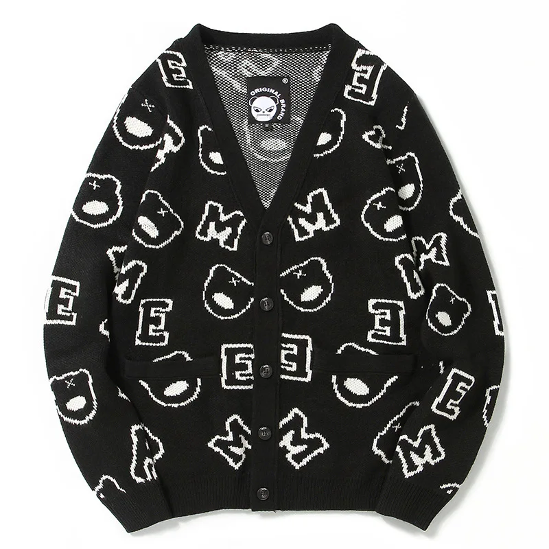 Hot Sale Brand Clothing Autumn New Thick Letters Panda Jacquard Knitted Sweater Men V-neck Cardigan Coarse Wool Pattern Casual
Hot Sale Brand Clothing Autumn New Thick Letters Panda Jacquard Knitted Sweater Men V-neck Cardigan Coarse Wool Pattern Casual