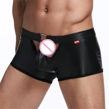 2017 Fashion Men Boxers Gay Underwear PU Leather Mens Boxer Shorts Man Male Underwear Underpants Men's Underwear Hoop Hollow Out
2017 Fashion Men Boxers Gay Underwear PU Leather Mens Boxer Shorts Man Male Underwear Underpants Men's Underwear Hoop Hollow Out