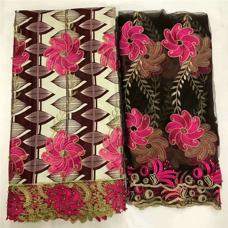 Nigerian Lace Fabrics High Quality African Wax And Lace Embroidery Guipure Lace Fabric For Dresses 6+2yards/set B93-25
Nigerian Lace Fabrics High Quality African Wax And Lace Embroidery Guipure Lace Fabric For Dresses 6+2yards/set B93-25