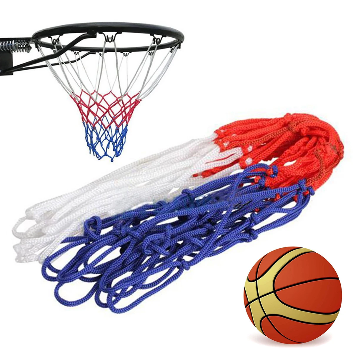 Durable Basketball Net Backboard Nylon Sport Red White Blue Mesh Goal Hoop Net