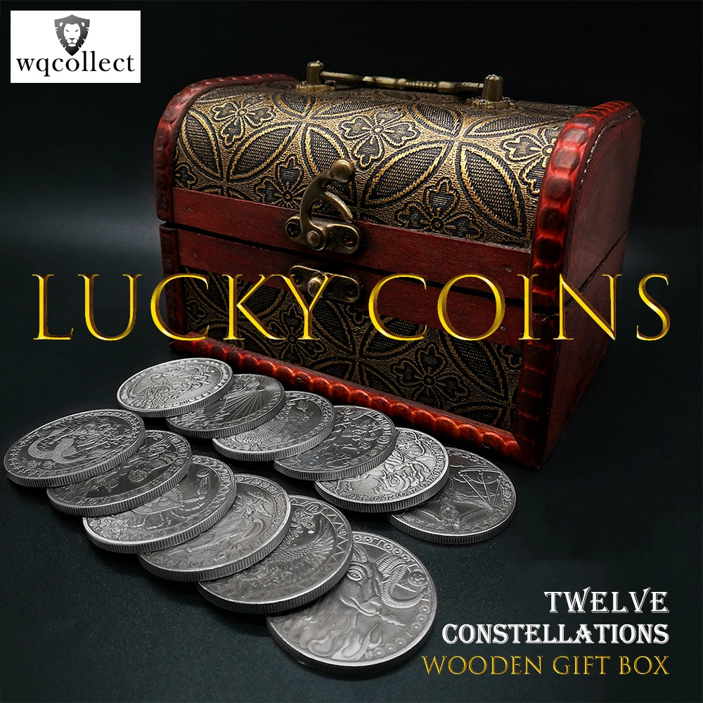 12pcs Set Constellation Souvenir Coins Vintage Wooden Box Lucky Silver Plated Coins Creative Gifts Love Souvenir Badge
12pcs Set Constellation Souvenir Coins Vintage Wooden Box Lucky Silver Plated Coins Creative Gifts Love Souvenir Badge