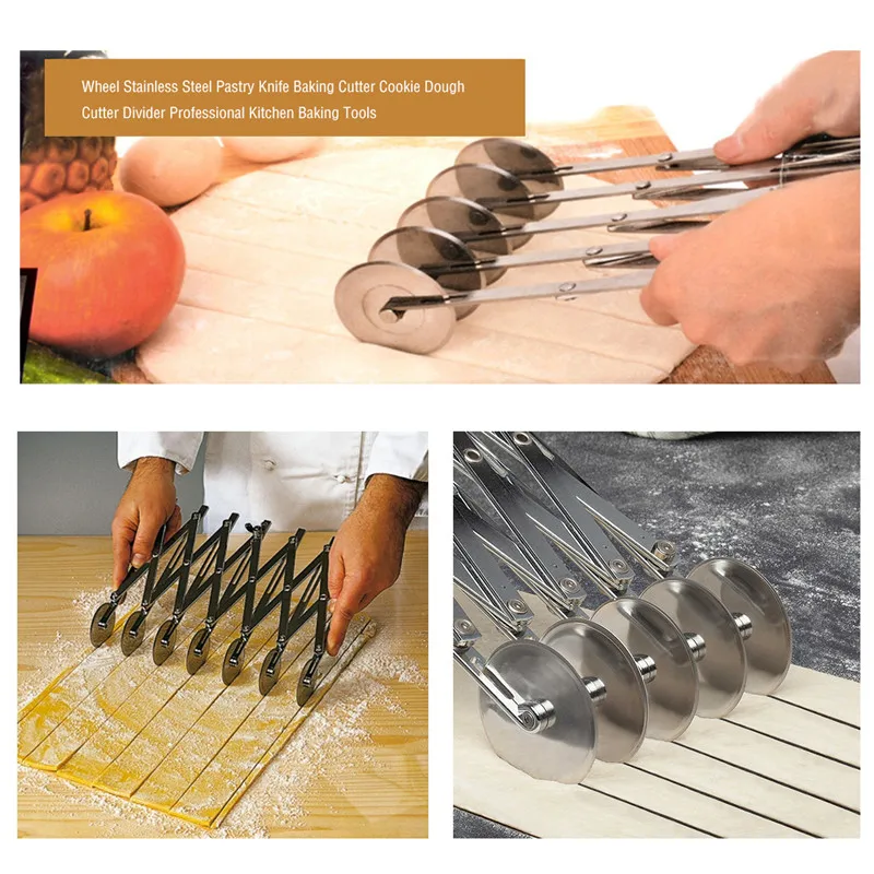 Expandable 5 Wheel Pie Cookie Cutter Pastry Knife Stainless Steel Kitchen Baking Tools Bakeware Embossing Dough Cutter Divider
Expandable 5 Wheel Pie Cookie Cutter Pastry Knife Stainless Steel Kitchen Baking Tools Bakeware Embossing Dough Cutter Divider