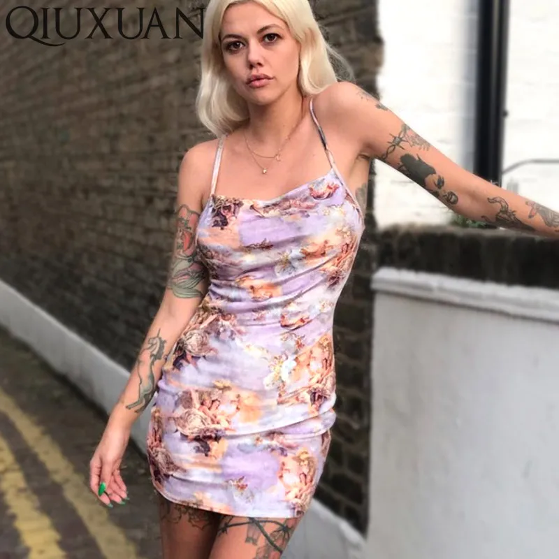 Qiuxuan Spring Summer Women Club Party Dresses Spaghetti Straps Slash Neck Fashion Print High Waist Sexy Mini Dress
Qiuxuan Spring Summer Women Club Party Dresses Spaghetti Straps Slash Neck Fashion Print High Waist Sexy Mini Dress