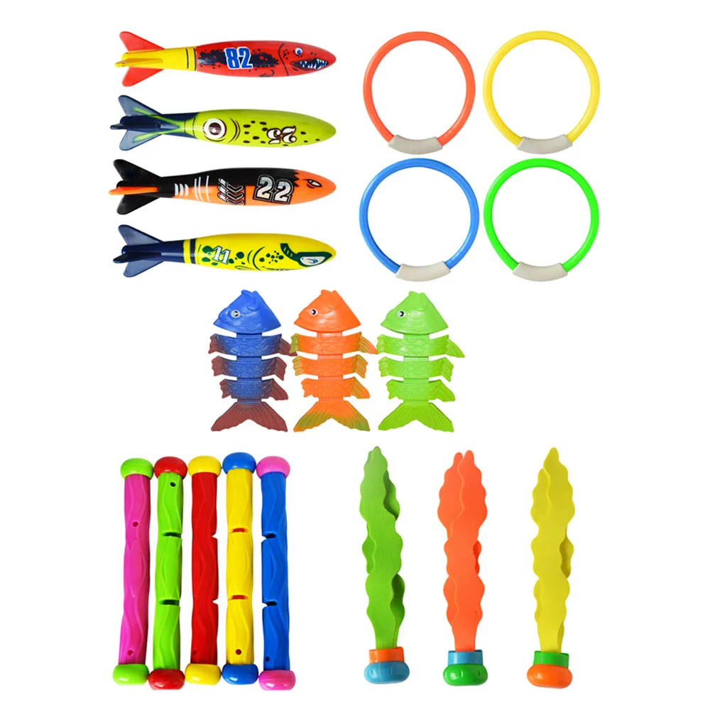 19/27pcs Shark Torpedo Rocket Throwing Toy Diving Game Toy Seaweed Grass Swimming Pool Accessories Underwater Dive Sticks Toys
19/27pcs Shark Torpedo Rocket Throwing Toy Diving Game Toy Seaweed Grass Swimming Pool Accessories Underwater Dive Sticks Toys
