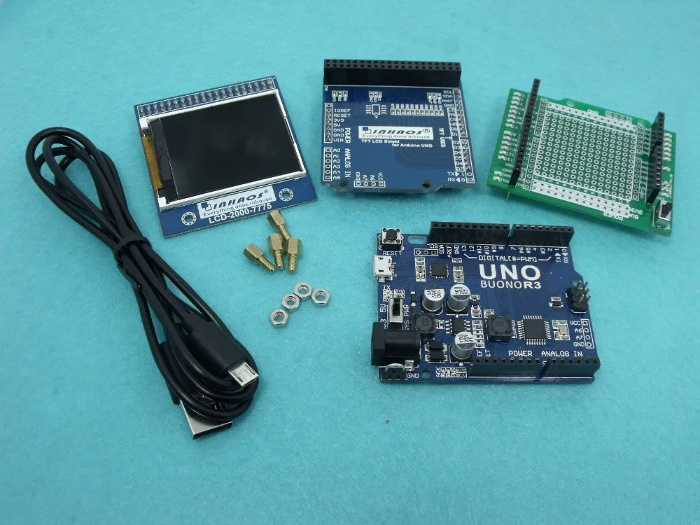 UM-UNO LED IO indicator DIY Board for UNO with BUONO UNO R3 and 2" TFT LCD SHEILD Kit
UM-UNO LED IO indicator DIY Board for UNO with BUONO UNO R3 and 2" TFT LCD SHEILD Kit