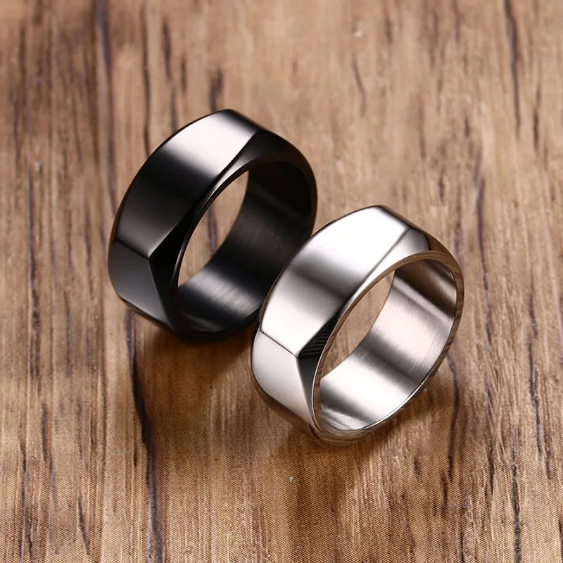 Мужское кольцо из нержавеющей стали серебряное черного цвета для подарка модные