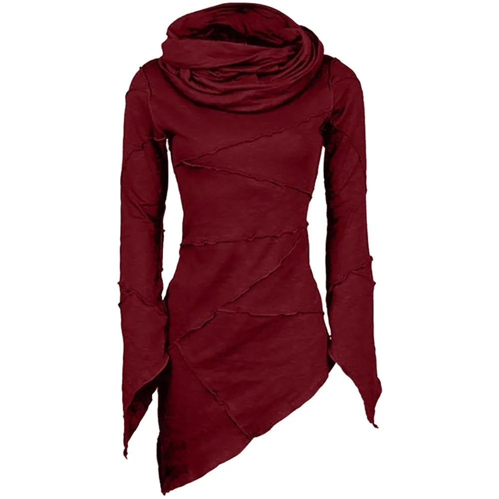 Feitong Women Slim Turtleneck T Shirts Solid Ladies Causal Scarf Collar Asymmetric Sleeves Skew Hem Tops Tee Shirts Femme 2019
Feitong Women Slim Turtleneck T Shirts Solid Ladies Causal Scarf Collar Asymmetric Sleeves Skew Hem Tops Tee Shirts Femme 2019