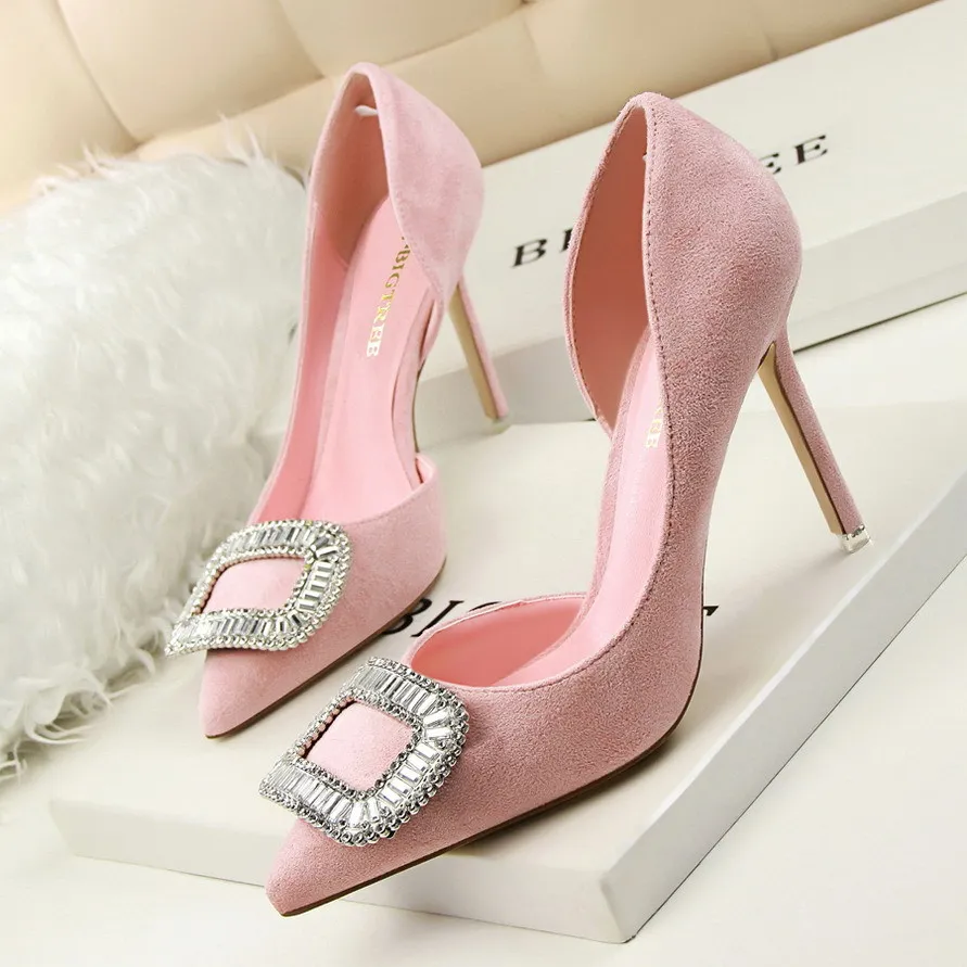 Women Pumps Sexy Thin Stiletto Heel High-heeled Pointed Hollow Rhinestone Buckle Suede Single Pointed Toe High Heels Shoes G519
Women Pumps Sexy Thin Stiletto Heel High-heeled Pointed Hollow Rhinestone Buckle Suede Single Pointed Toe High Heels Shoes G519