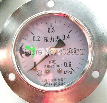 

free shipping 60mm diameter stainless steel Gauge Pressure Gauge Manometer Y60ZT 0.6Mpa 0-0.6MPA thread M14*1.5