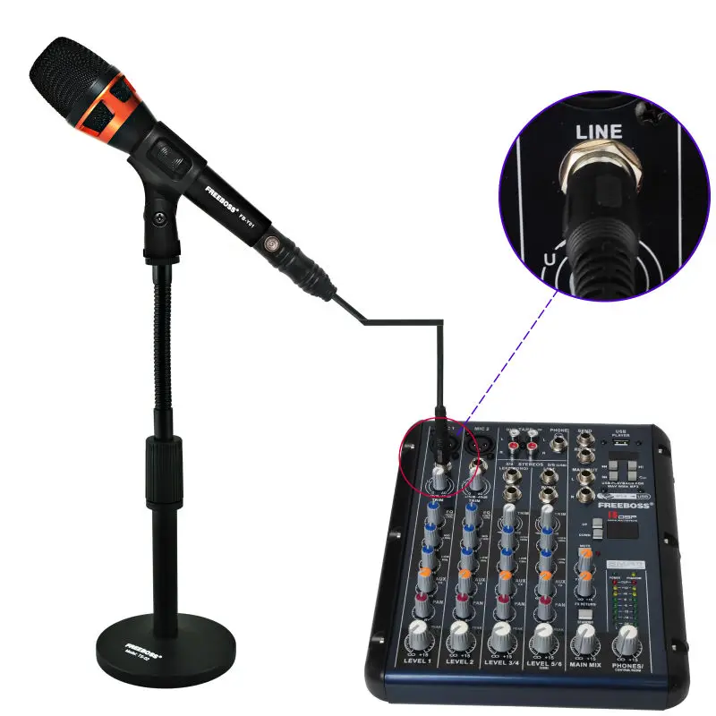Freeboss FB-Y01 Wired Handheld Microphone TS-02 Microphone Stand SMR6 6 Channel Audio mixer Kit
Freeboss FB-Y01 Wired Handheld Microphone TS-02 Microphone Stand SMR6 6 Channel Audio mixer Kit