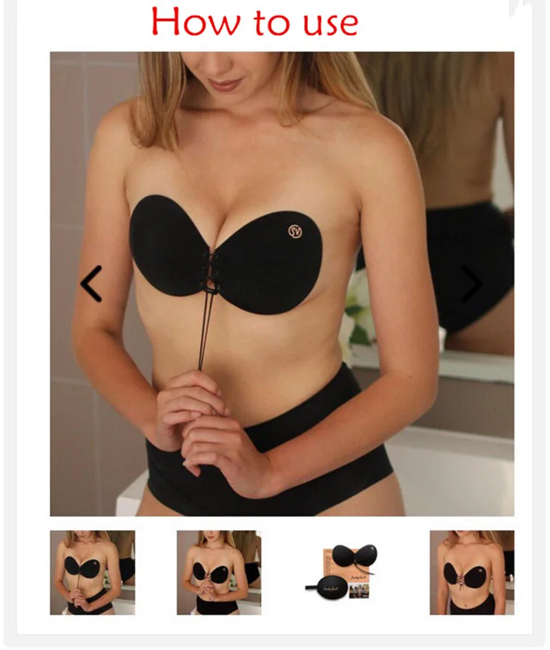 Sexy Sujetador Women Push Up Bra Front Closure SelfAdhesive Silicone Gel Invisible Bra Seamless