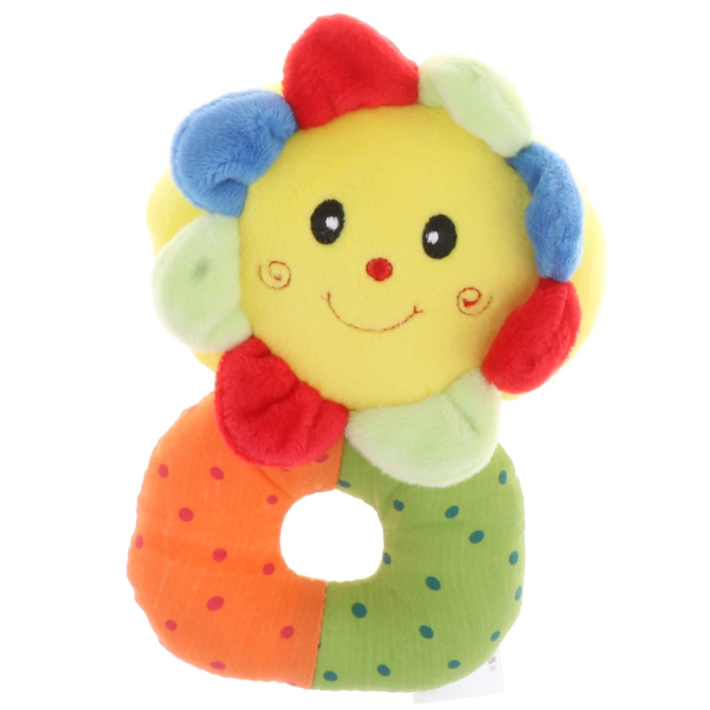Infant Baby Plush Stuffed Rattle Ring Clutching Sensory Toys Crib Musical Shaker Handbell Jingle Bells Developmental