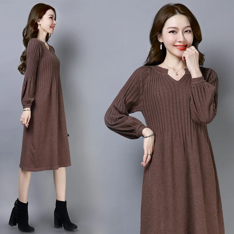 2018 Autumn winter Sweater Dress Women V-neck Long Sleeve Knitted Dress female slim girls pullover dress
2018 Autumn winter Sweater Dress Women V-neck Long Sleeve Knitted Dress female slim girls pullover dress