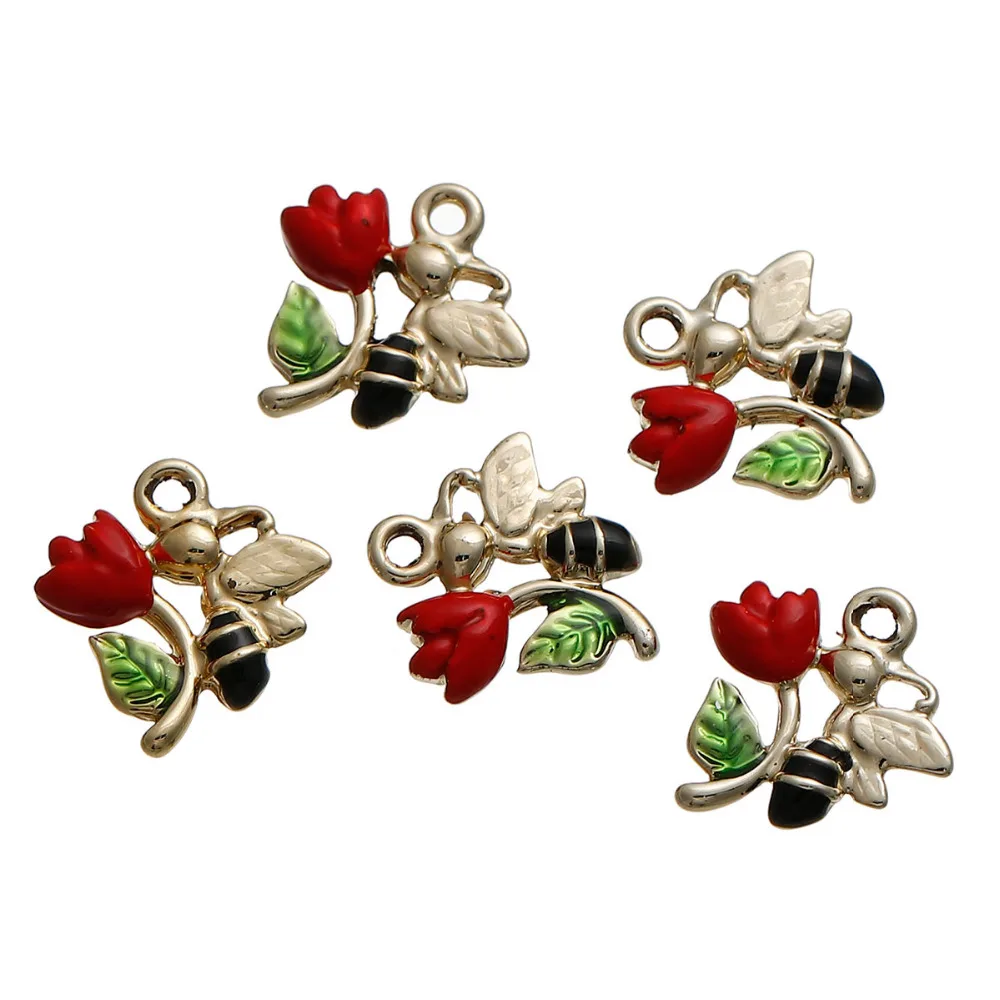 DoreenBeads Zinc Based Alloy Light Golden Pendants Red & Green Flower Bee Enamel DIY Components 18mm( 6/8") x 16mm( 5/8"), 5 PCs
DoreenBeads Zinc Based Alloy Light Golden Pendants Red & Green Flower Bee Enamel DIY Components 18mm( 6/8") x 16mm( 5/8"), 5 PCs