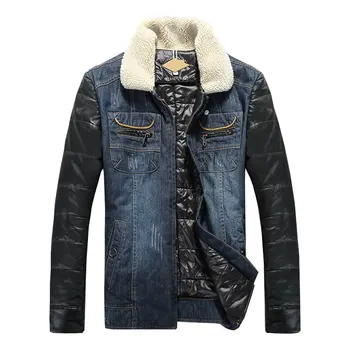 Winter Jacket Men High Quality Thick Warm Fleece Denim Jacket Splicing Leather Men Fashion Parka Coat Plus Size M-5XL
Winter Jacket Men High Quality Thick Warm Fleece Denim Jacket Splicing Leather Men Fashion Parka Coat Plus Size M-5XL
