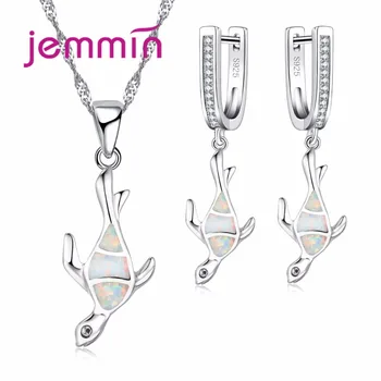 Fine 925 Sterling Silver Pendant Necklaces Dangle Earrings Set For Women White Fire Opal Animal Jewelry Sets Accessories
Fine 925 Sterling Silver Pendant Necklaces Dangle Earrings Set For Women White Fire Opal Animal Jewelry Sets Accessories