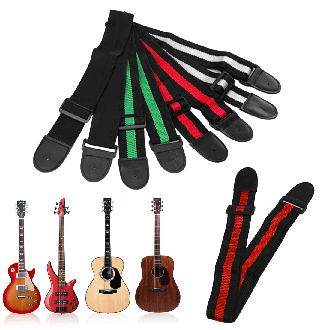 Hot Sale 95cm-158cm Adjustable Durable Nylon Guitar Strap Electric Acoustic Bass Guitar Strap Ukulele Belt With PU Leather Ends
Hot Sale 95cm-158cm Adjustable Durable Nylon Guitar Strap Electric Acoustic Bass Guitar Strap Ukulele Belt With PU Leather Ends