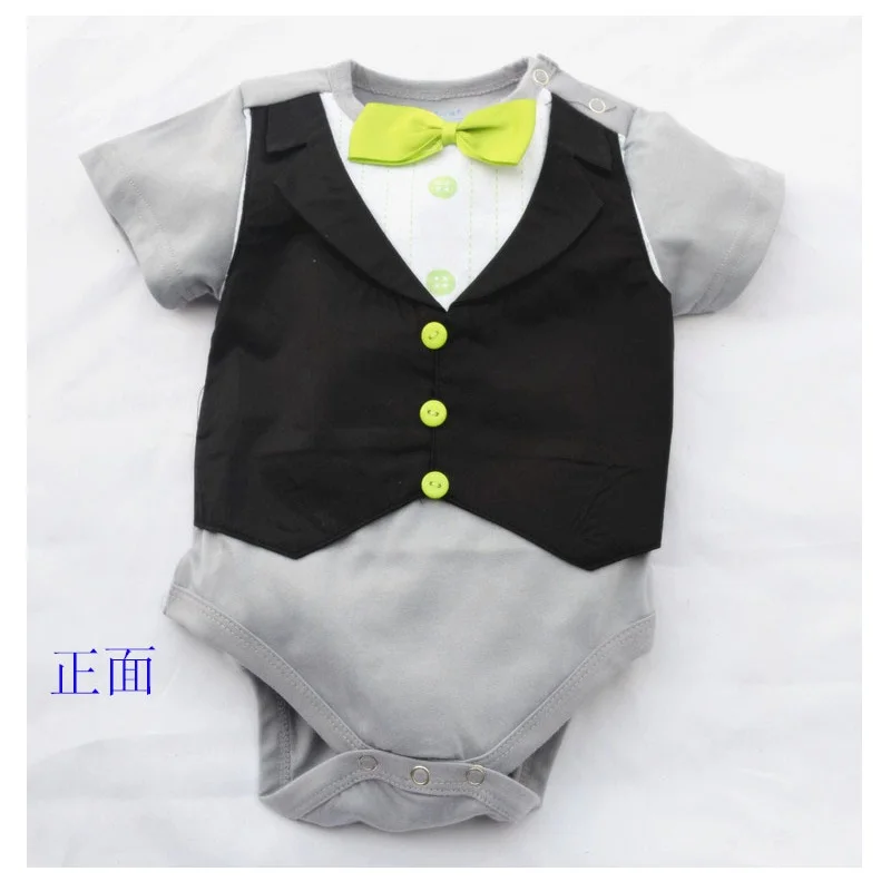 

Hooyi Baby Bodysuits Hot Sale Black Boys Bodysuit 100% Cotton Newborn clothes Costumes body bebe ropa Tuxedo