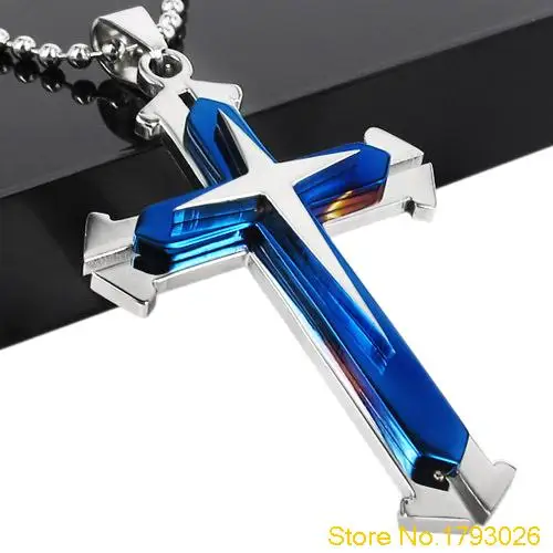 Blue Black Silver Stainless Steel Men's Cross Pendant Necklace Chain Jewelry Accessories 4TT5
Blue Black Silver Stainless Steel Men's Cross Pendant Necklace Chain Jewelry Accessories 4TT5
