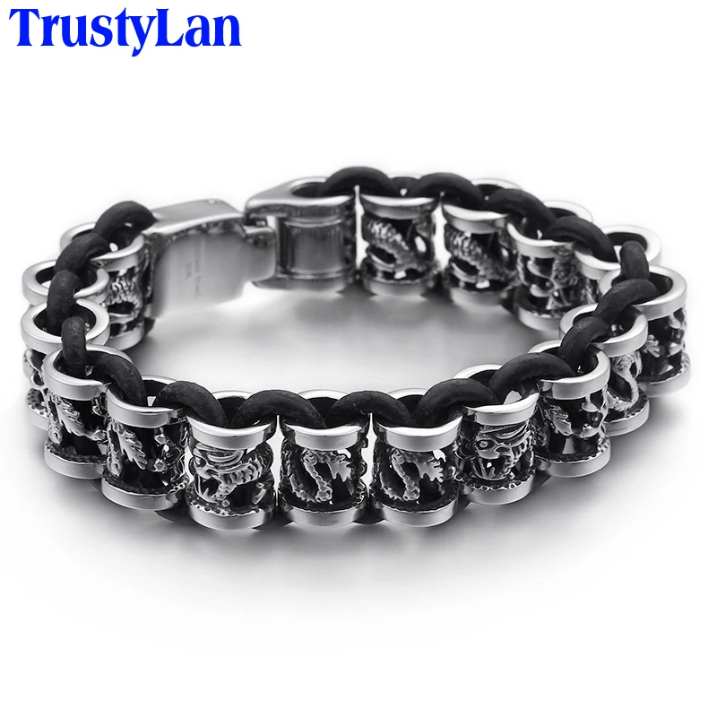 TrustyLan Vintage Stainless Steel Men Bracelet Punk Rocker Dragon Men's Bracelets For Men Friendship Wrap Around Bracelete 2018
TrustyLan Vintage Stainless Steel Men Bracelet Punk Rocker Dragon Men's Bracelets For Men Friendship Wrap Around Bracelete 2018