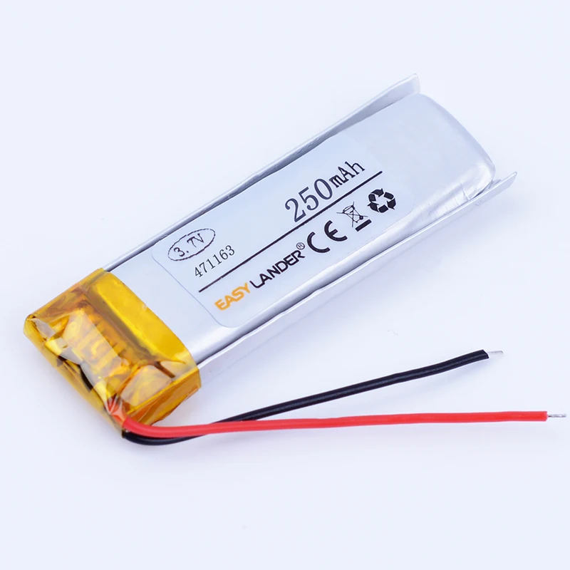 10pcs/Lot 471163 3.7V 250mAh Rechargeable Lithium Li Polymer Li-ion Battery For Bluetooth Headset Mp3 MP4 DVR GPS PSP PDA tools |