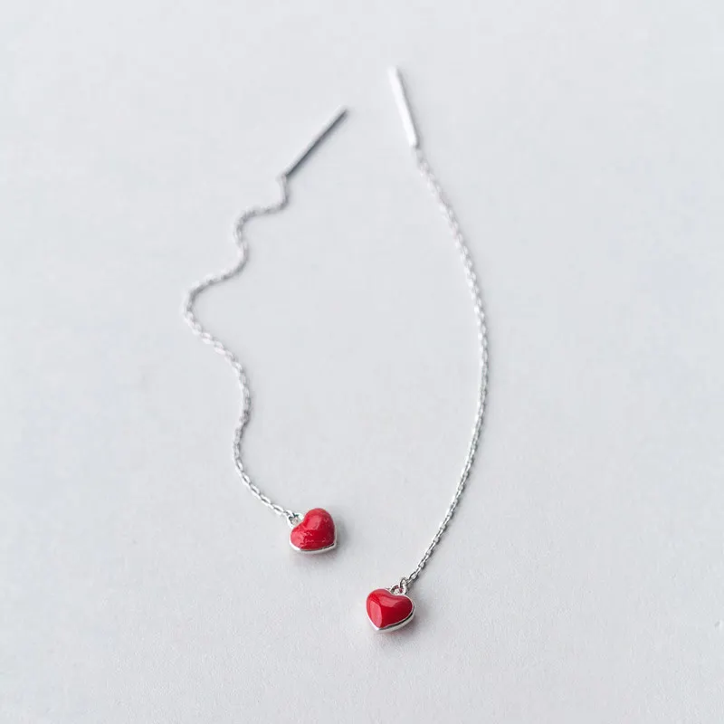 Red Heart 925 Sterling Silver Dangle Drop Earrings Fashion Jewelry Ear Line Long Chain Earrings for Women Accessories Kids Lady
Red Heart 925 Sterling Silver Dangle Drop Earrings Fashion Jewelry Ear Line Long Chain Earrings for Women Accessories Kids Lady