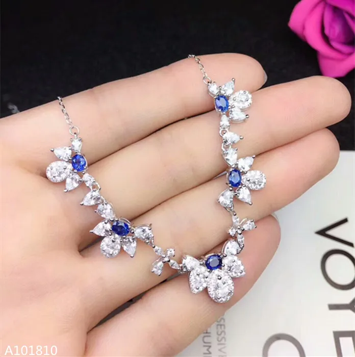 

KJJEAXCMY boutique jewels 925 pure silver inlaid natural sapphire Necklace snowflake support test