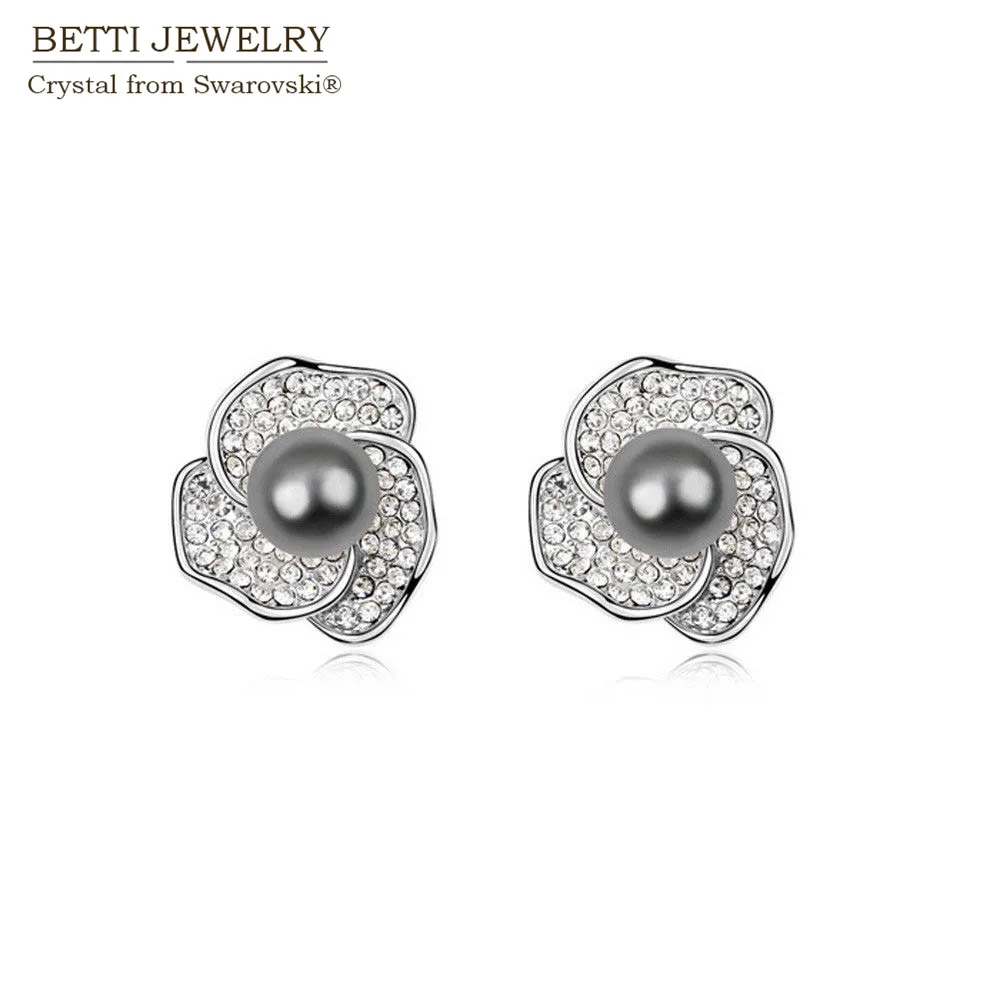 2016 new charming 5 pearl colors flower earrings With Crystals From Swarovski for women gift for mother's Day
2016 new charming 5 pearl colors flower earrings With Crystals From Swarovski for women gift for mother's Day