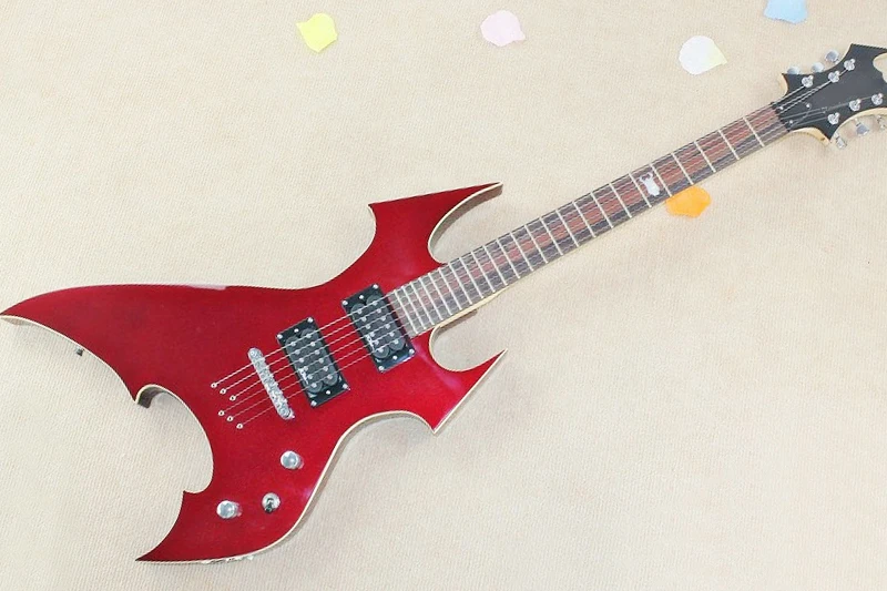 Wholesale Red Unusual Shape Electric Guitar with Rosewood Fretboard,White Binding,String-thru-body,offering customized services
Wholesale Red Unusual Shape Electric Guitar with Rosewood Fretboard,White Binding,String-thru-body,offering customized services