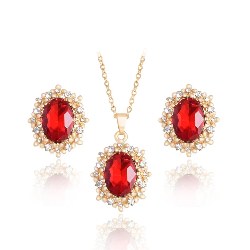 SHUANGR New Arrival Women Jewelry Set Gold Color Red Jewelry Sets For Women Austrian Crystal Necklace/Earrings Set Wholesale
SHUANGR New Arrival Women Jewelry Set Gold Color Red Jewelry Sets For Women Austrian Crystal Necklace/Earrings Set Wholesale