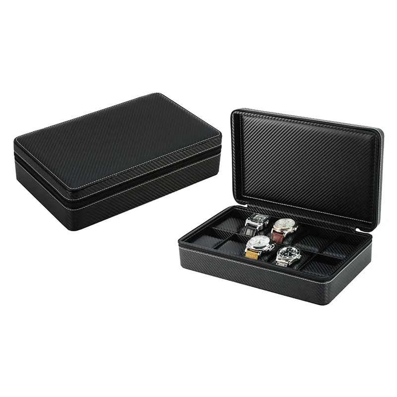 SONNY Portable 10 Watches Black Carbon Fiber Zippered Travel Storage Case for Men's Gift
SONNY Portable 10 Watches Black Carbon Fiber Zippered Travel Storage Case for Men's Gift