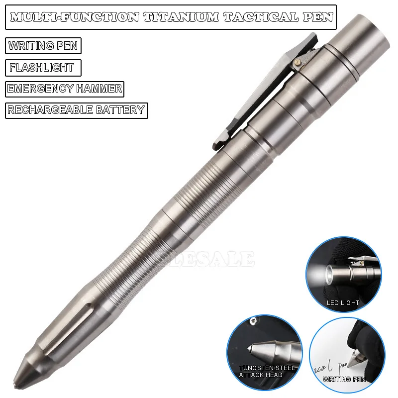 Multi-Function Titanium Tactical Pen Led Light Rechargeable Self Defense Window Breaker Outdoor Survival EDC Tool Collection Pen
Multi-Function Titanium Tactical Pen Led Light Rechargeable Self Defense Window Breaker Outdoor Survival EDC Tool Collection Pen