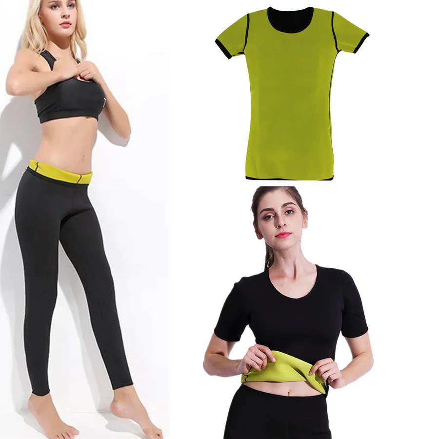 New Women's Body Shaper T-Shirt Pants Neoprene Short Sleeves Fitness Slimming Panties Tops Thermal Waist Trainer Set Sweat Sauna
New Women's Body Shaper T-Shirt Pants Neoprene Short Sleeves Fitness Slimming Panties Tops Thermal Waist Trainer Set Sweat Sauna