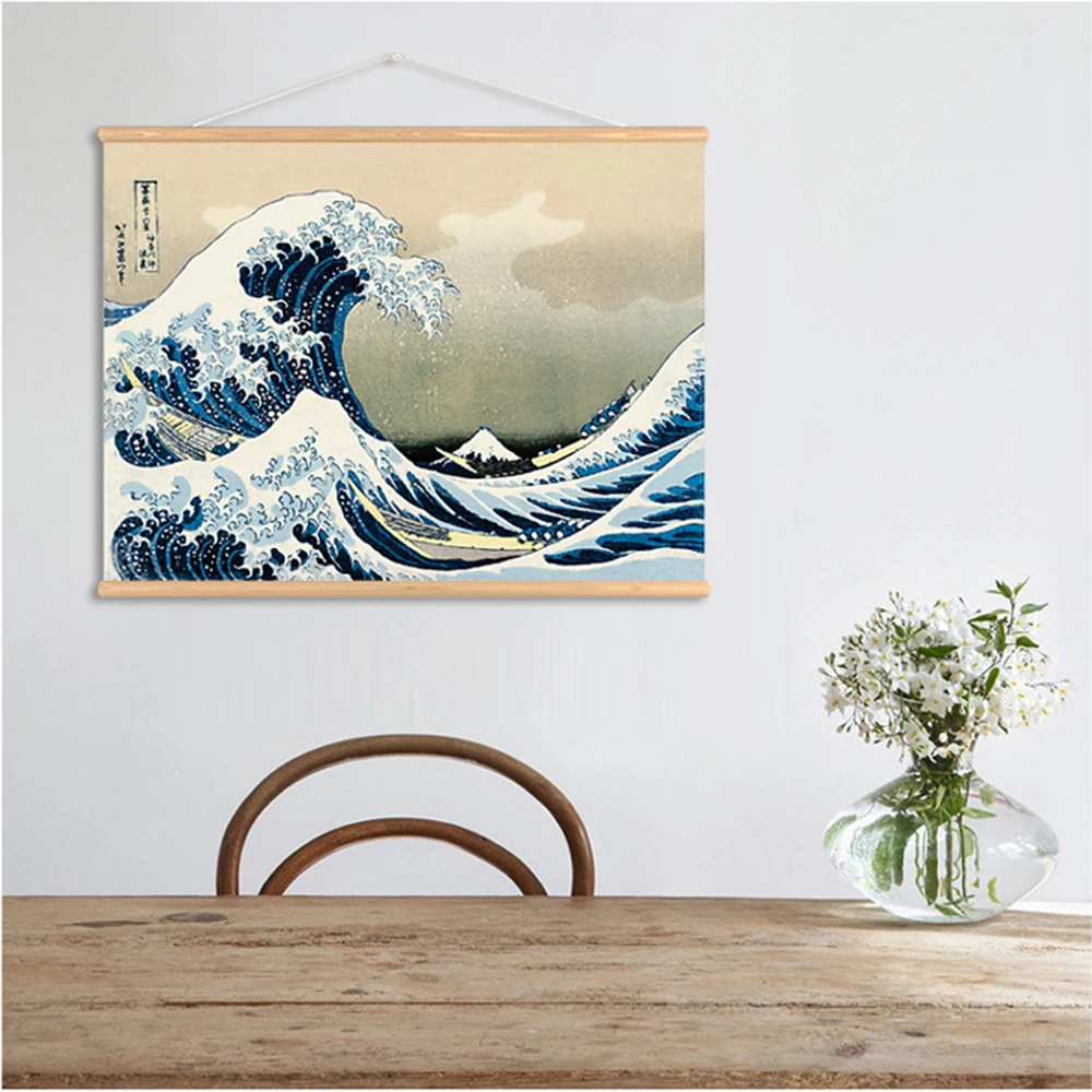 QKART Wall Art Japan Style The great wave off Kanagawa Wall Art Pictures Hanging Canvas Wooden Scroll Paintings For Living Room
QKART Wall Art Japan Style The great wave off Kanagawa Wall Art Pictures Hanging Canvas Wooden Scroll Paintings For Living Room
