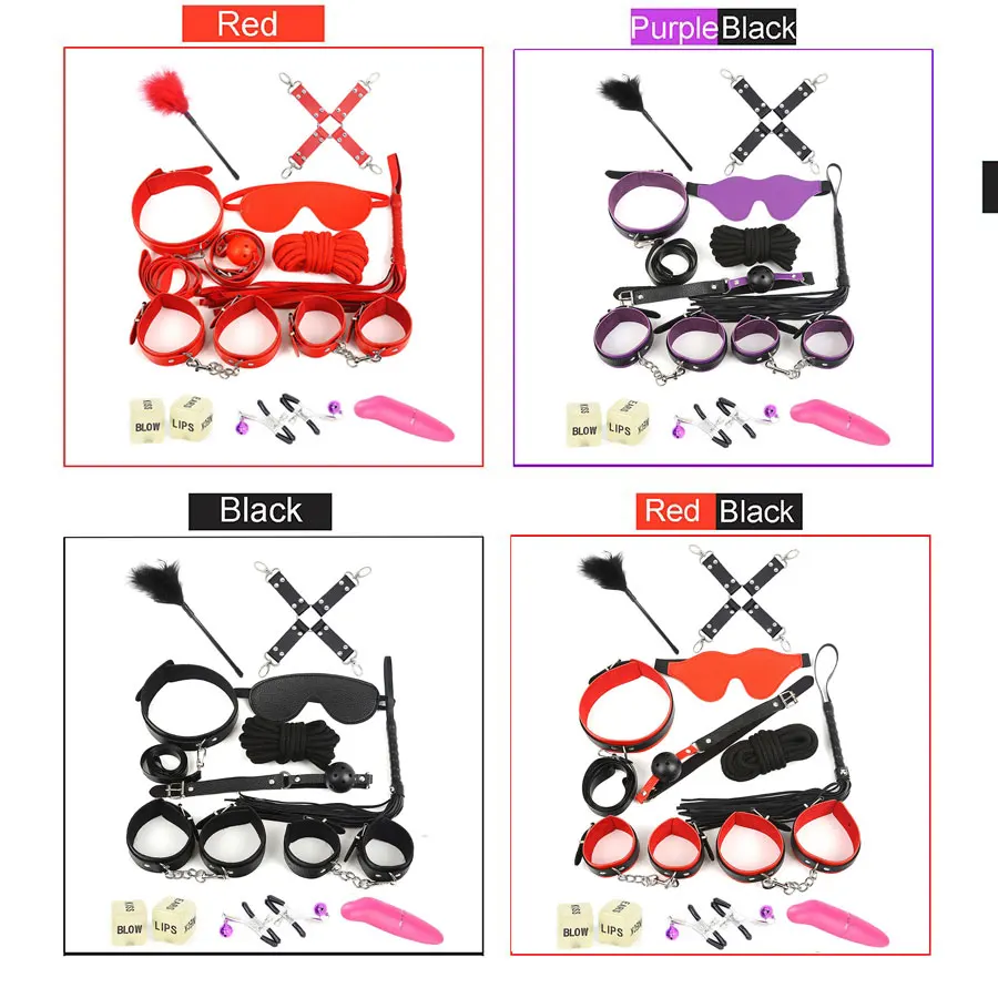 12 шт. БДСМ секс бандаж наручники ошейники плетка веревка интимные игрушки для пар