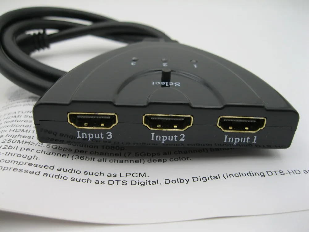 Hot sell New Mini 3 Port HDMI Switch Male-Female 3x1 HDMI Switcher 3 input 1 output Splitter HDMI Port for HDTV 1080P Video
Hot sell New Mini 3 Port HDMI Switch Male-Female 3x1 HDMI Switcher 3 input 1 output Splitter HDMI Port for HDTV 1080P Video