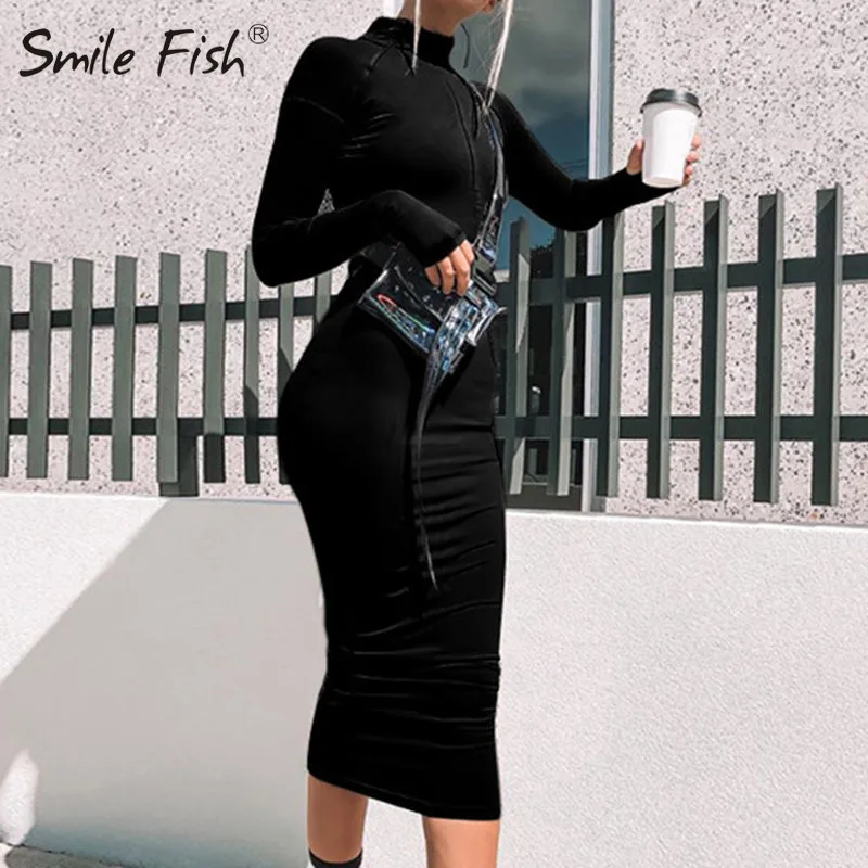 Fluorescent Color Winter Autumn Dress Sheath Zipper-up Solid Women Clothing Bodycon Mid-Calf Dresses Streetwear Chic Robe GV716
Fluorescent Color Winter Autumn Dress Sheath Zipper-up Solid Women Clothing Bodycon Mid-Calf Dresses Streetwear Chic Robe GV716