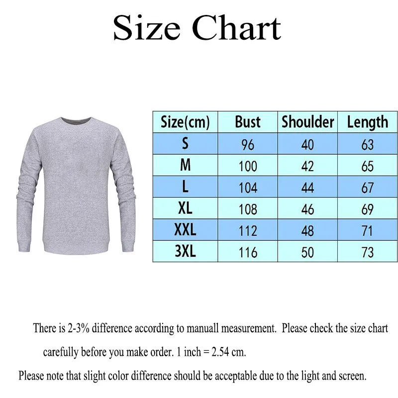 Unisex Sweater Size Chart