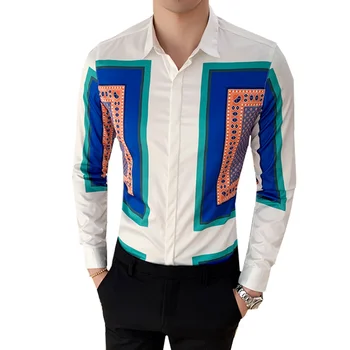 Luxury Printing Shirt Men Long Sleeve Camisa Masculina Chemise Homme Social Men Club Prom Shirt Men are large and loose
Luxury Printing Shirt Men Long Sleeve Camisa Masculina Chemise Homme Social Men Club Prom Shirt Men are large and loose