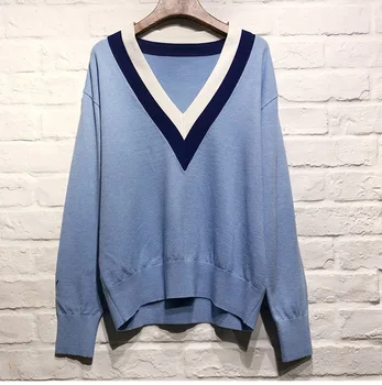 High quality women's V neck sweaters 2019 spring preppy style knitting sweaters Tops G060
High quality women's V neck sweaters 2019 spring preppy style knitting sweaters Tops G060