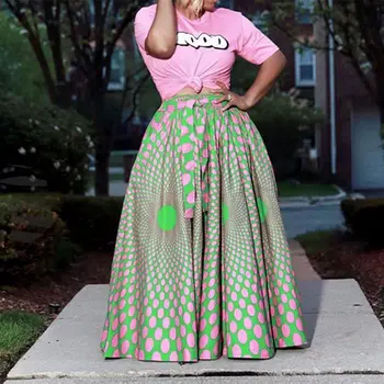 Summer Casual Boho Green African Office Ladies Women Long Skirts Elegant Vintage Polka Dots Print Female Fashion Retro Skirts
Summer Casual Boho Green African Office Ladies Women Long Skirts Elegant Vintage Polka Dots Print Female Fashion Retro Skirts