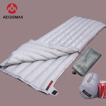 

Aegismax Ultralight Lengthened Envelope Sleeping Bag White Goose Down Outdoor Camping Sewn Through Black&gray 200x80cm 190x72cm