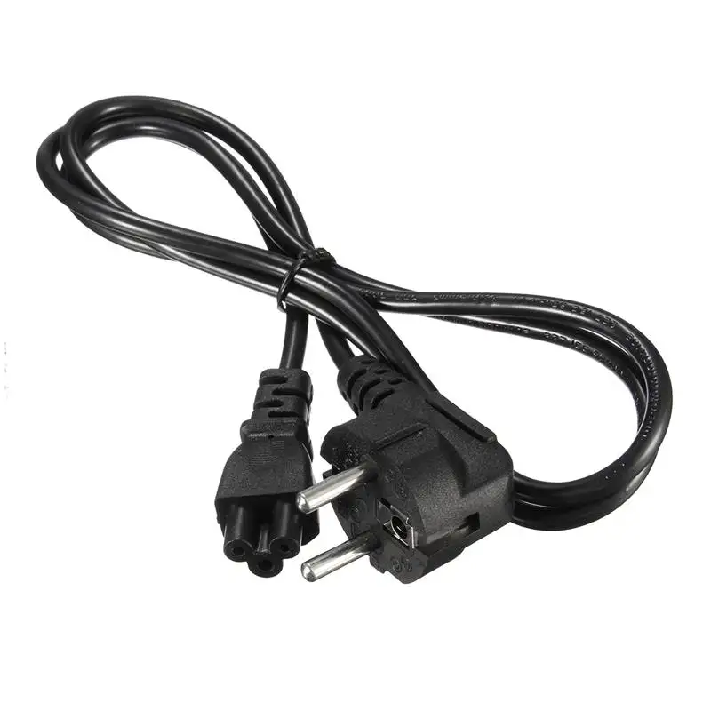 

1.2M EU Plug 3 Prong 2 Pin 250V 10A AC Laptop Computer Power Cord Adapter Cable Black Replacement