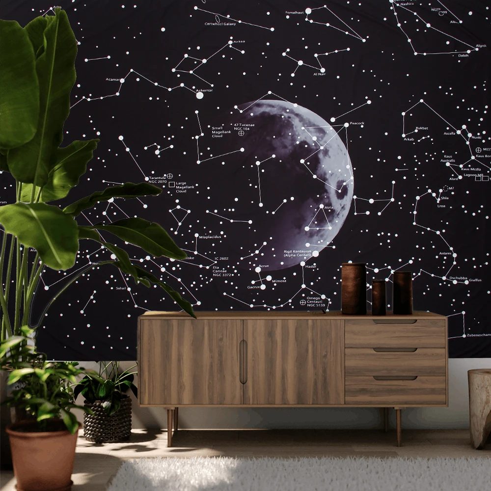 

Wall Hanging Tapestry Home Decor Star Constellation Moon Night Galaxy Space Fantasy Living Room Starry Sky Bedroom Decoration