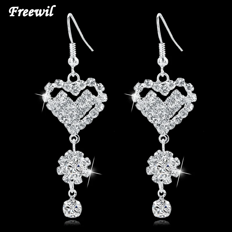 Hot Sale Long Silver Design Austrian Crystal Heart Drop Earrings Famous Brand Statement Earrings For Women
Hot Sale Long Silver Design Austrian Crystal Heart Drop Earrings Famous Brand Statement Earrings For Women